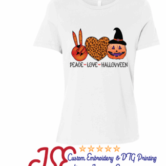 Woman's Bella Canvas Relaxed Fit Tee - Peace Love Halloween