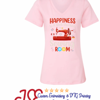 Bella Canvas Women's Relaxed Fit V-Neck Tee - Happiness is Sewing