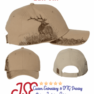 Khaki Embroidered Elk Cap