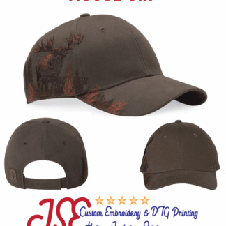 Brown Embroidered Moose Cap
