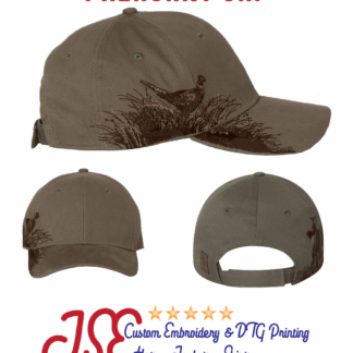 Brown Embroidered Pheasant Cap