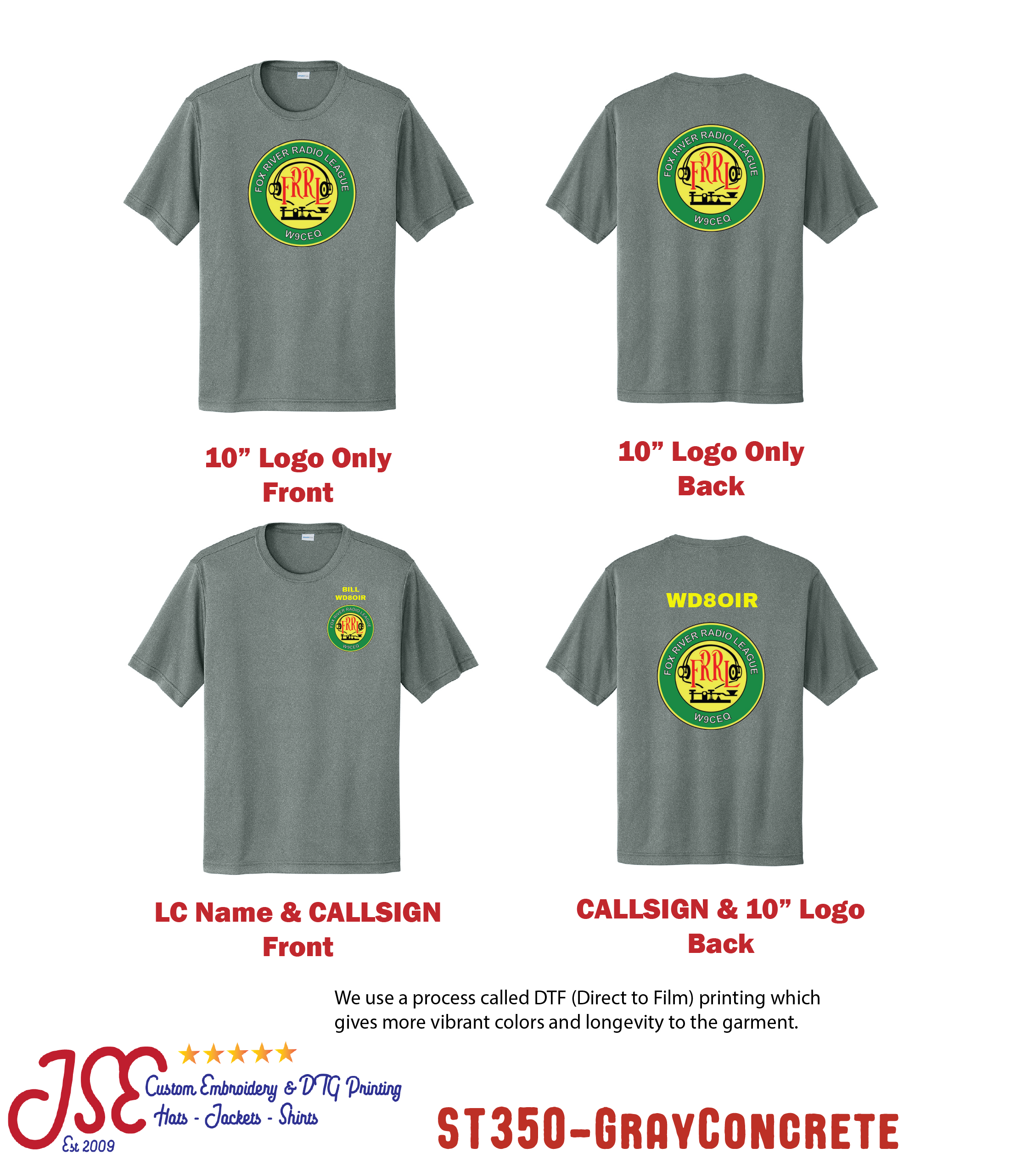 Fox River Radio League Sport-Tek Tee Shirt DTF Printed